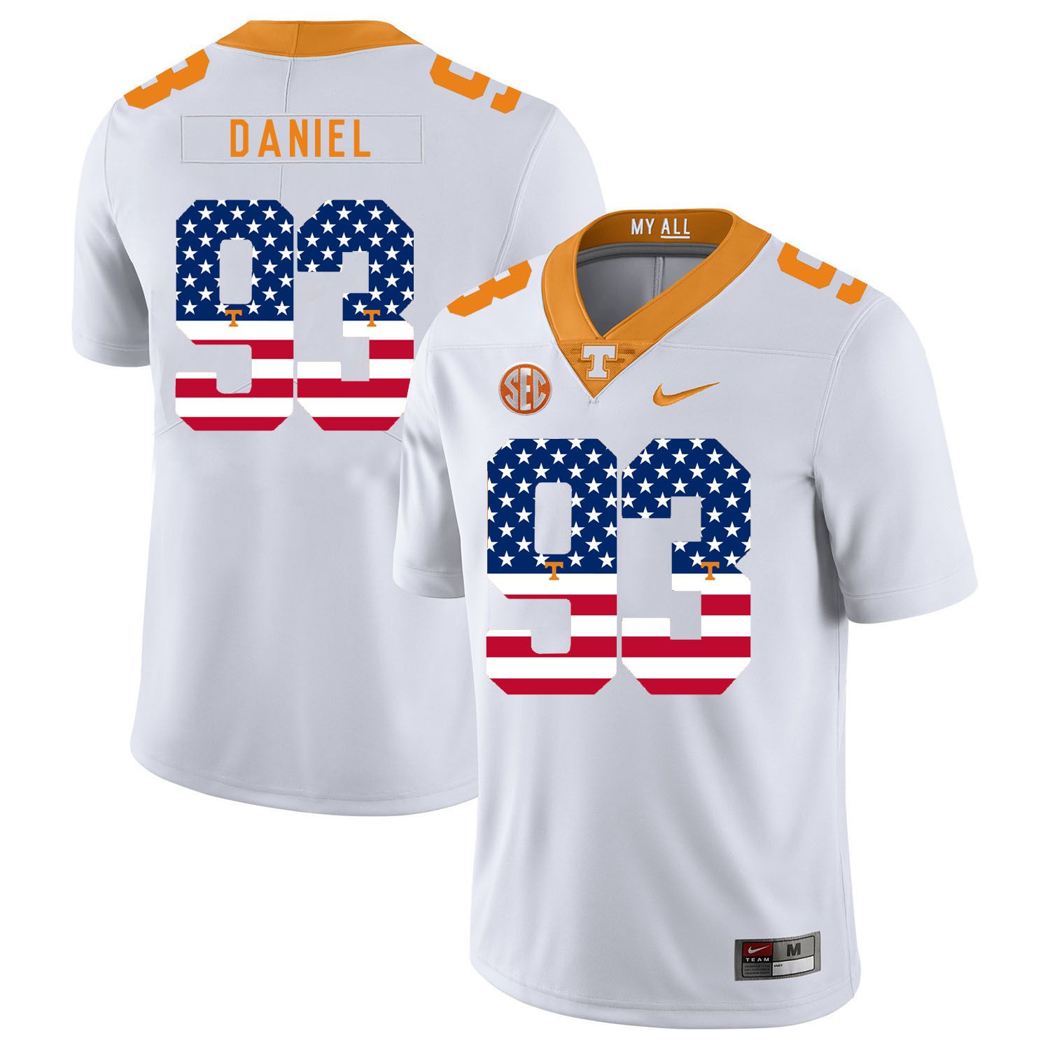 Men Tennessee Volunteers #93 Daniel White Flag Customized NCAA Jerseys->customized ncaa jersey->Custom Jersey